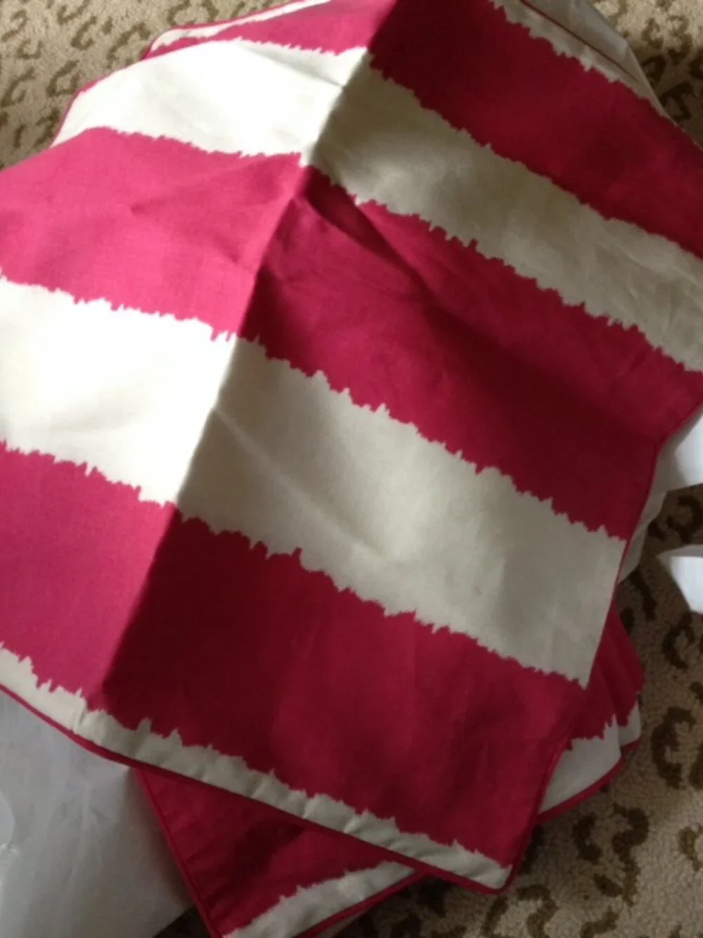 Pottery Barn Watercolor Stripe Pillow Cover Hot Pink 20 sq Fuchia New